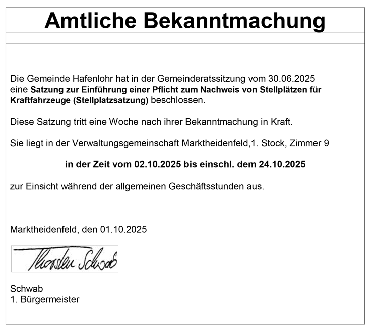Stellplatzsatzung
