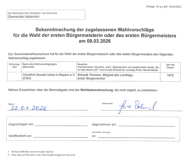 Zugelassene Wahlvorschläge Bürgermeister Seite 2